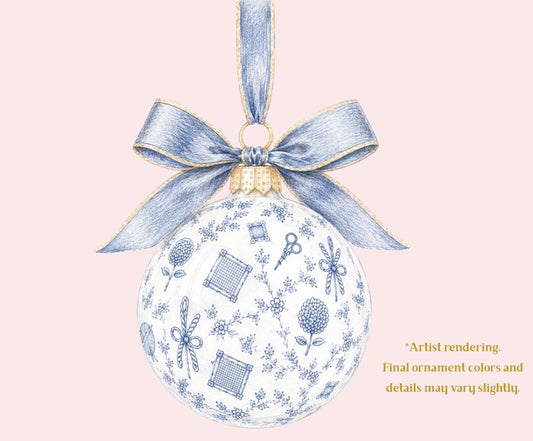 The Blue Needlepoint Toile 2026 Ornament